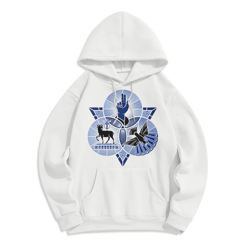 Modern Style St. Benedict Lamb Of God Dove Fleece Lined Polyester Hoodie