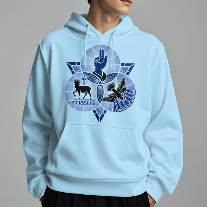Modern Style St. Benedict Lamb Of God Dove Fleece Lined Polyester Hoodie