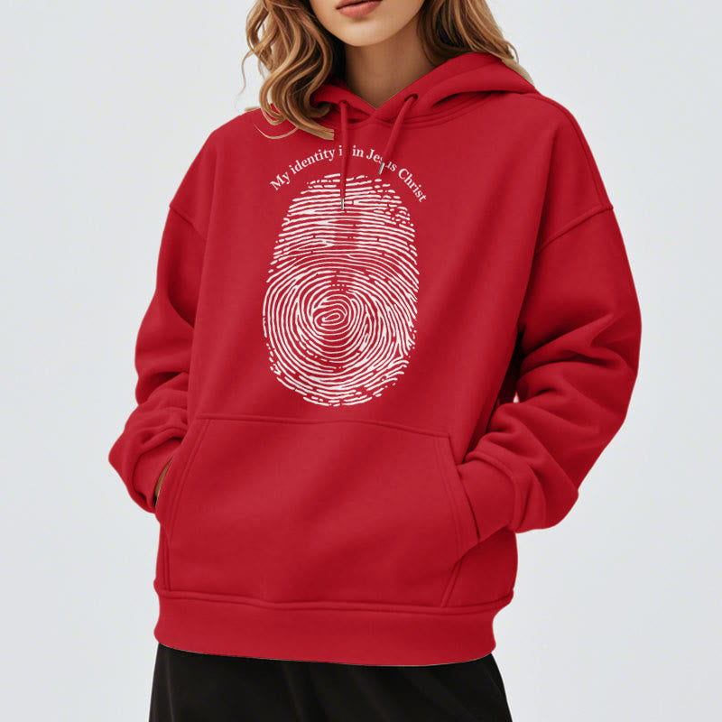 Classic Style My Identity Is In Jesus Christ Cross Fleece Lined Polyester Hoodie