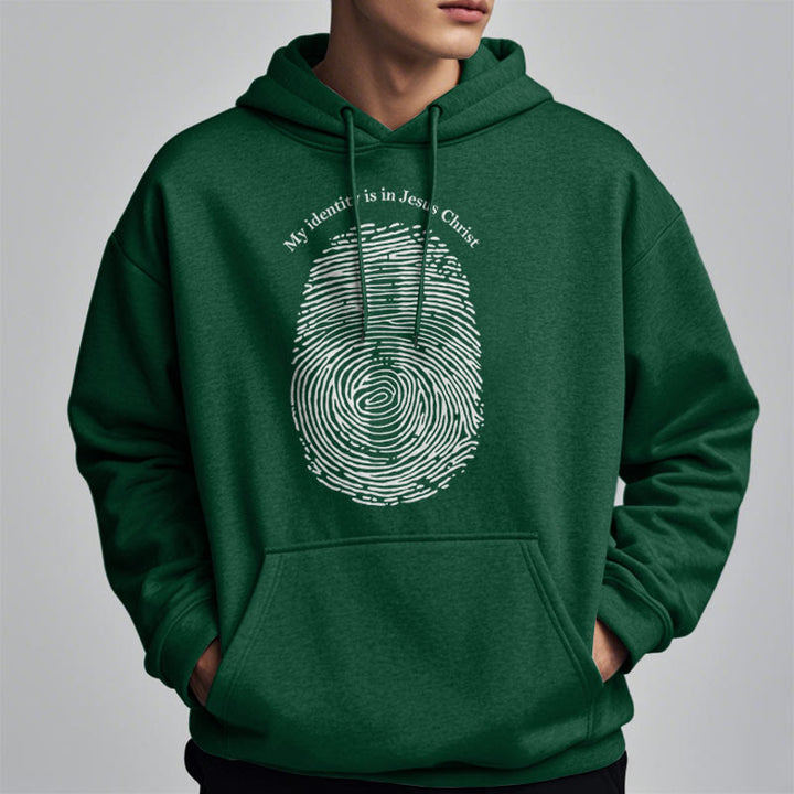 Classic Style My Identity Is In Jesus Christ Cross Fleece Lined Polyester Hoodie