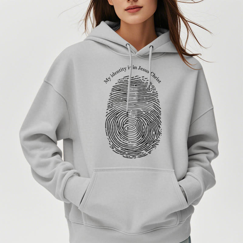 Classic Style My Identity Is In Jesus Christ Cross Fleece Lined Polyester Hoodie