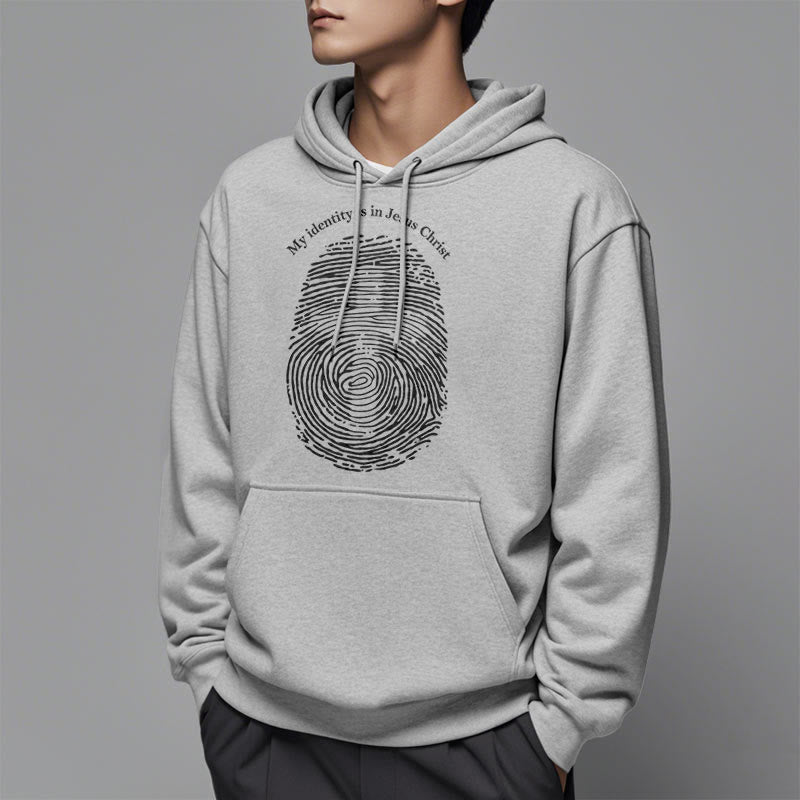 Classic Style My Identity Is In Jesus Christ Cross Fleece Lined Polyester Hoodie