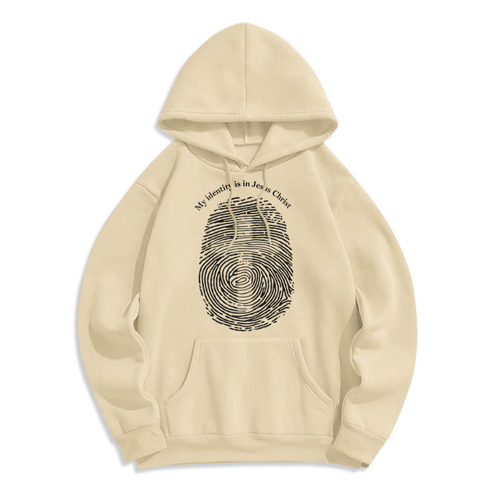 Classic Style My Identity Is In Jesus Christ Cross Fleece Lined Polyester Hoodie