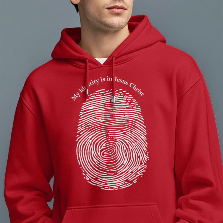 Classic Style My Identity Is In Jesus Christ Cross Fleece Lined Polyester Hoodie
