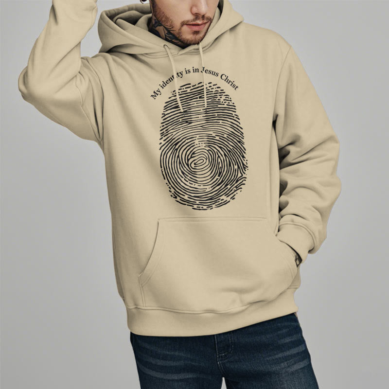 Classic Style My Identity Is In Jesus Christ Cross Fleece Lined Polyester Hoodie