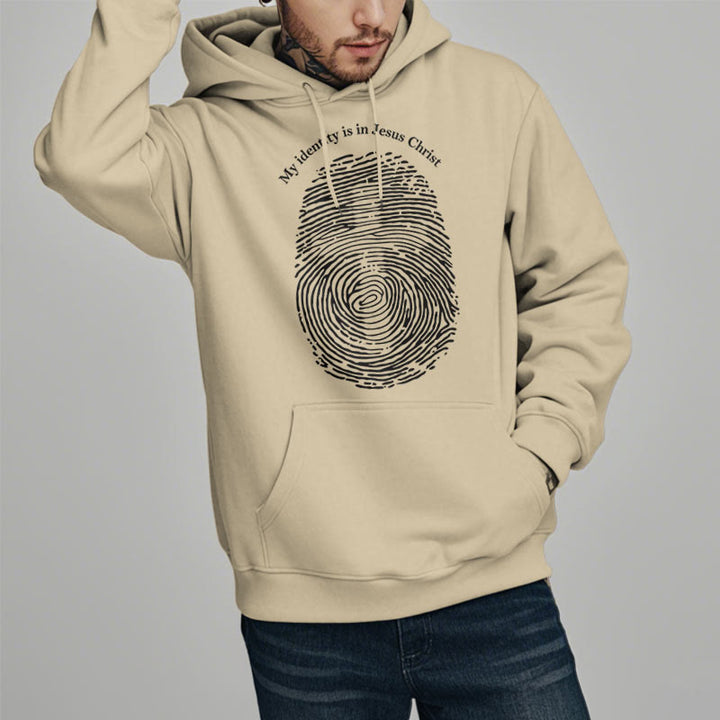 Classic Style My Identity Is In Jesus Christ Cross Fleece Lined Polyester Hoodie