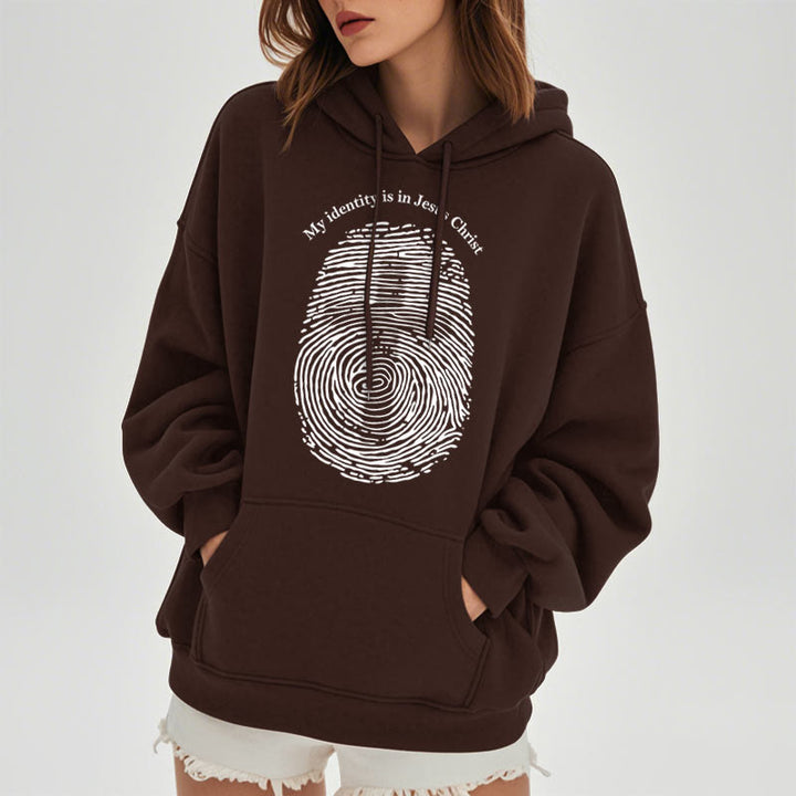 Classic Style My Identity Is In Jesus Christ Cross Fleece Lined Polyester Hoodie