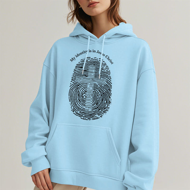Classic Style My Identity Is In Jesus Christ Cross Fleece Lined Polyester Hoodie