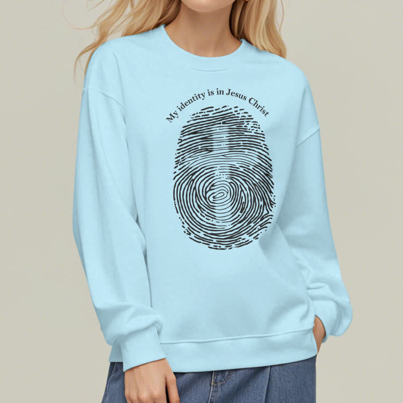 Classic Style My Identity Is In Jesus Christ Cross Fleece Lined Polyester Sweatshirt