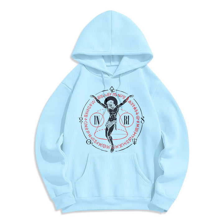 Classic Style Sacred INRI Crucifix Faith Fleece Lined Polyester Hoodie