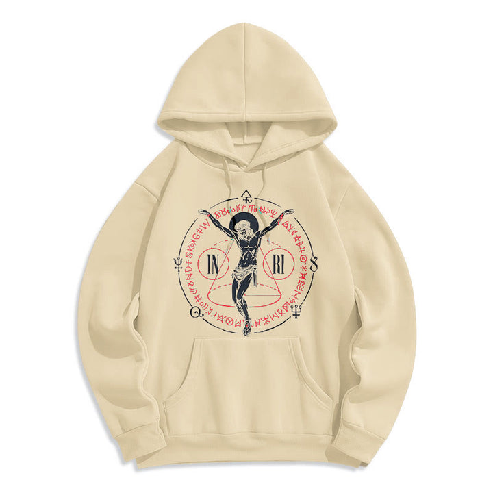 Classic Style Sacred INRI Crucifix Faith Fleece Lined Polyester Hoodie