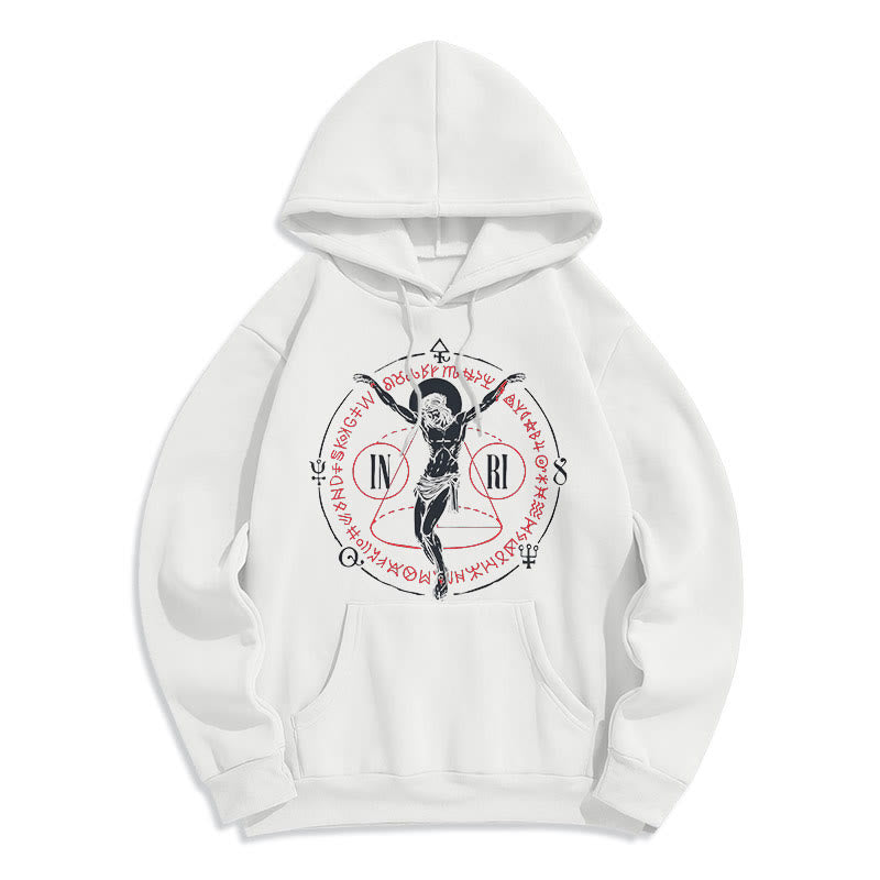Classic Style Sacred INRI Crucifix Faith Fleece Lined Polyester Hoodie