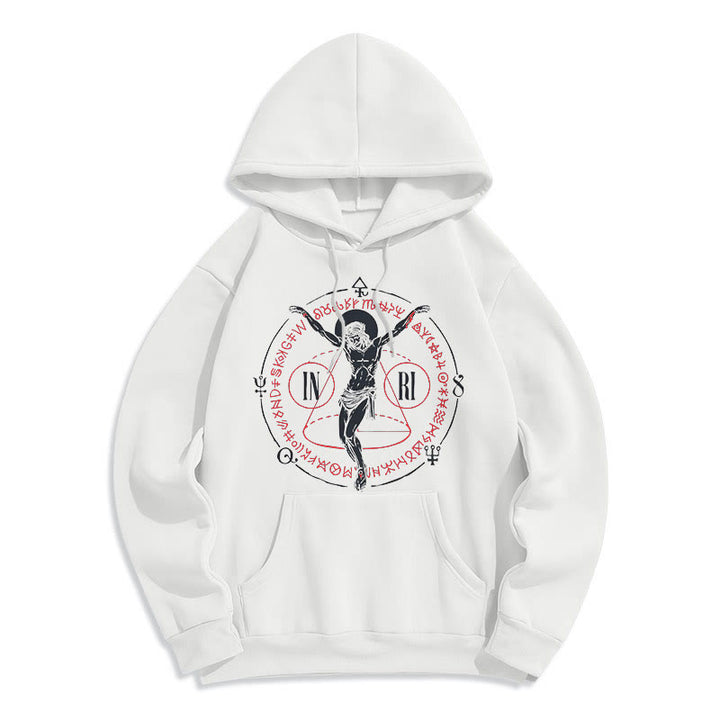 Classic Style Sacred INRI Crucifix Faith Fleece Lined Polyester Hoodie