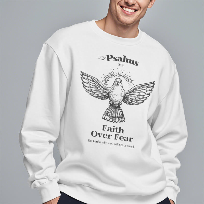 Classic Quotation Style Faith Over Fear Fleece Lined Polyester Sweatshirt