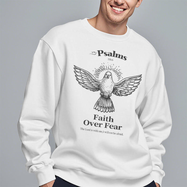 Classic Quotation Style Faith Over Fear Fleece Lined Polyester Sweatshirt