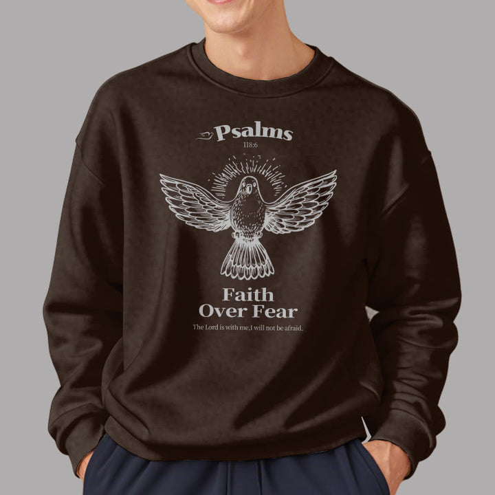 Classic Quotation Style Faith Over Fear Fleece Lined Polyester Sweatshirt