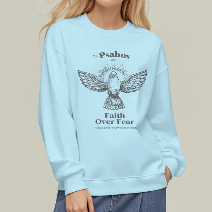 Classic Quotation Style Faith Over Fear Fleece Lined Polyester Sweatshirt