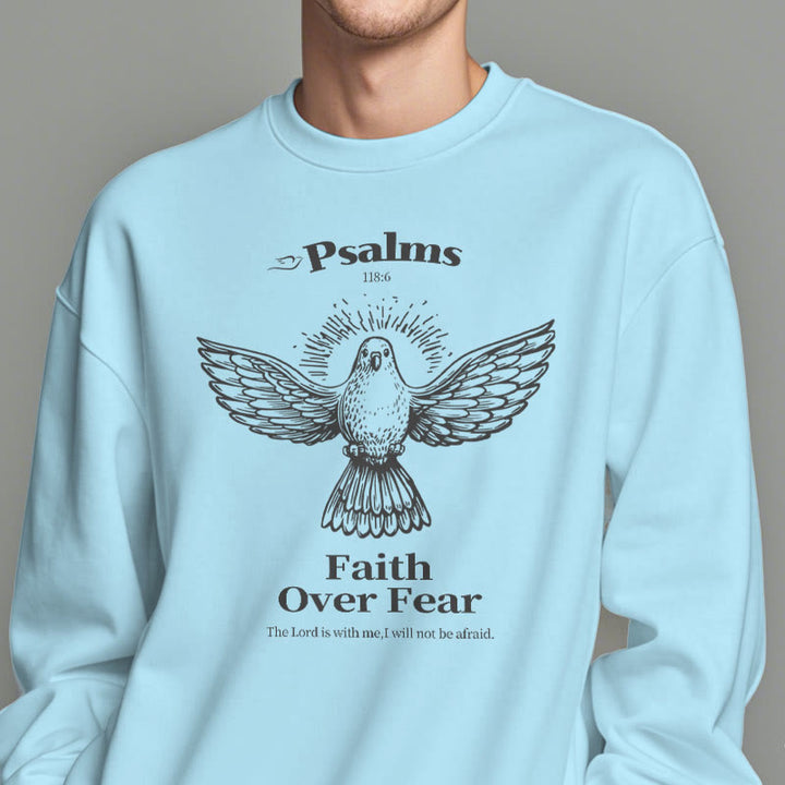Classic Quotation Style Faith Over Fear Fleece Lined Polyester Sweatshirt