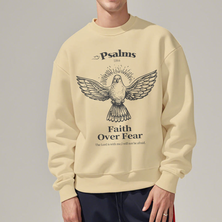 Classic Quotation Style Faith Over Fear Fleece Lined Polyester Sweatshirt