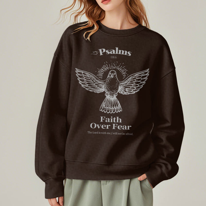 Classic Quotation Style Faith Over Fear Fleece Lined Polyester Sweatshirt