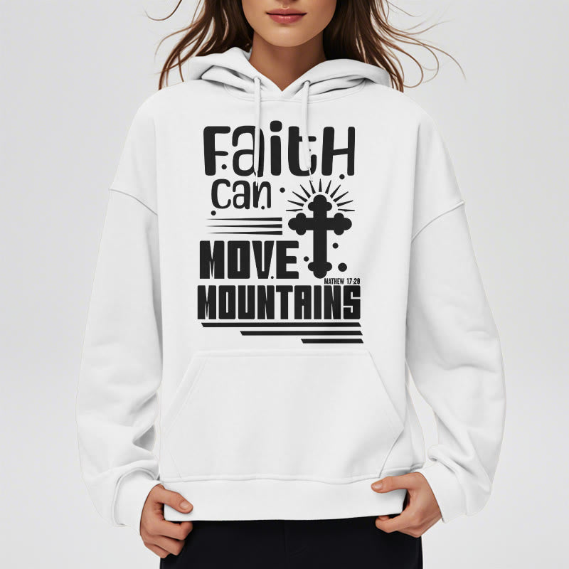 Modern Style Faith Can Move Mountains Fleece Lined Polyester Hoodie