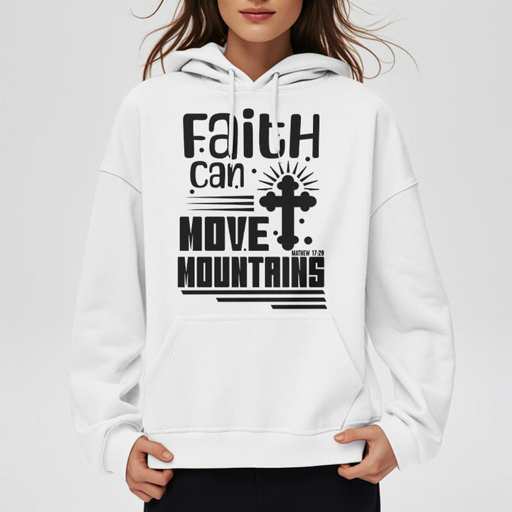 Modern Style Faith Can Move Mountains Fleece Lined Polyester Hoodie