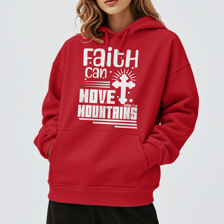 Modern Style Faith Can Move Mountains Fleece Lined Polyester Hoodie