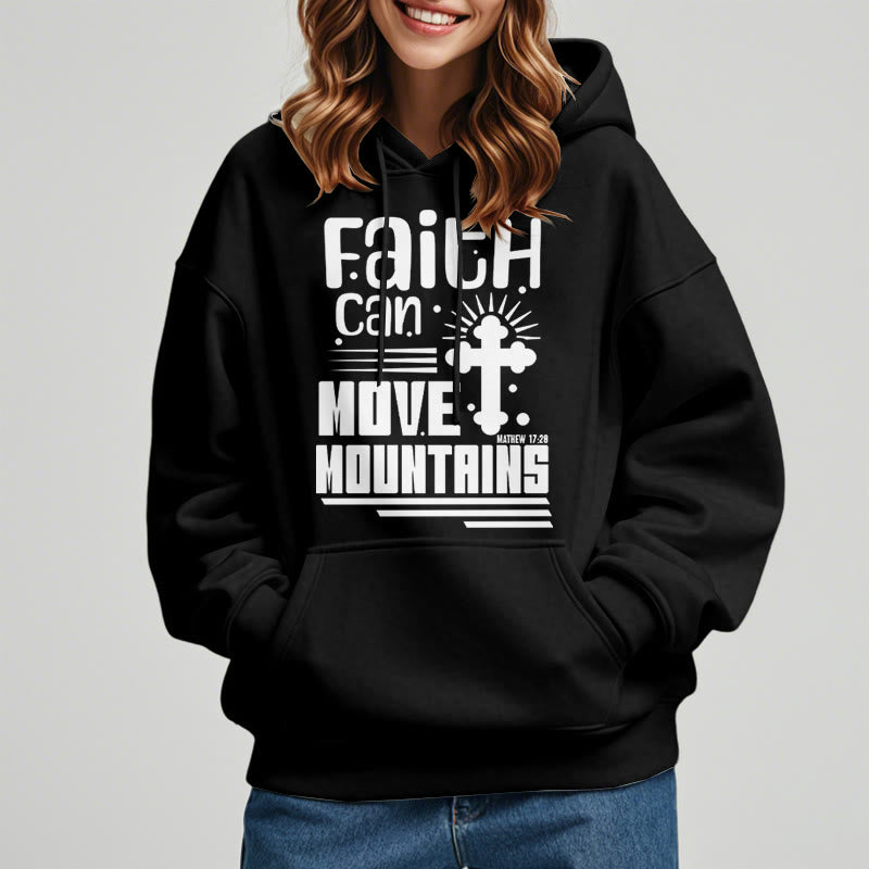 Modern Style Faith Can Move Mountains Fleece Lined Polyester Hoodie