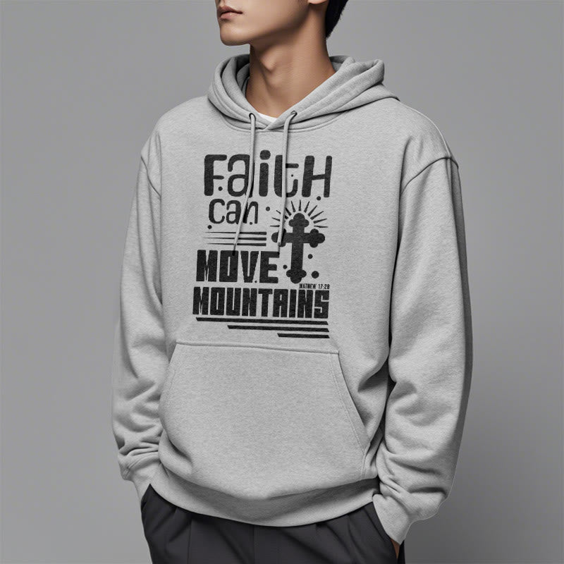 Modern Style Faith Can Move Mountains Fleece Lined Polyester Hoodie