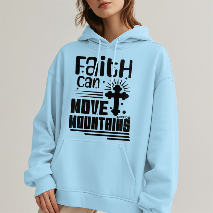 Modern Style Faith Can Move Mountains Fleece Lined Polyester Hoodie