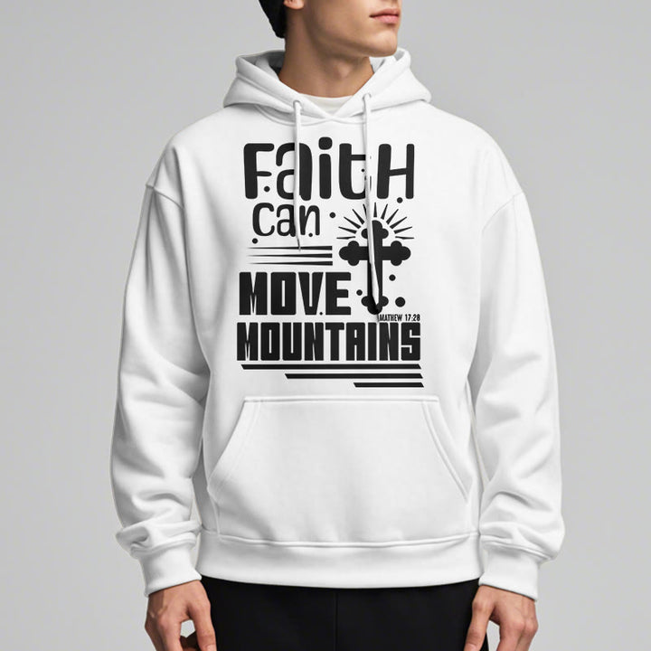 Modern Style Faith Can Move Mountains Fleece Lined Polyester Hoodie