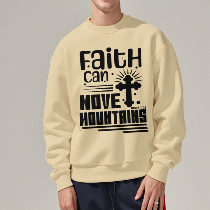 Modern Style Faith Can Move Mountains Fleece Lined Polyester Sweatshirt