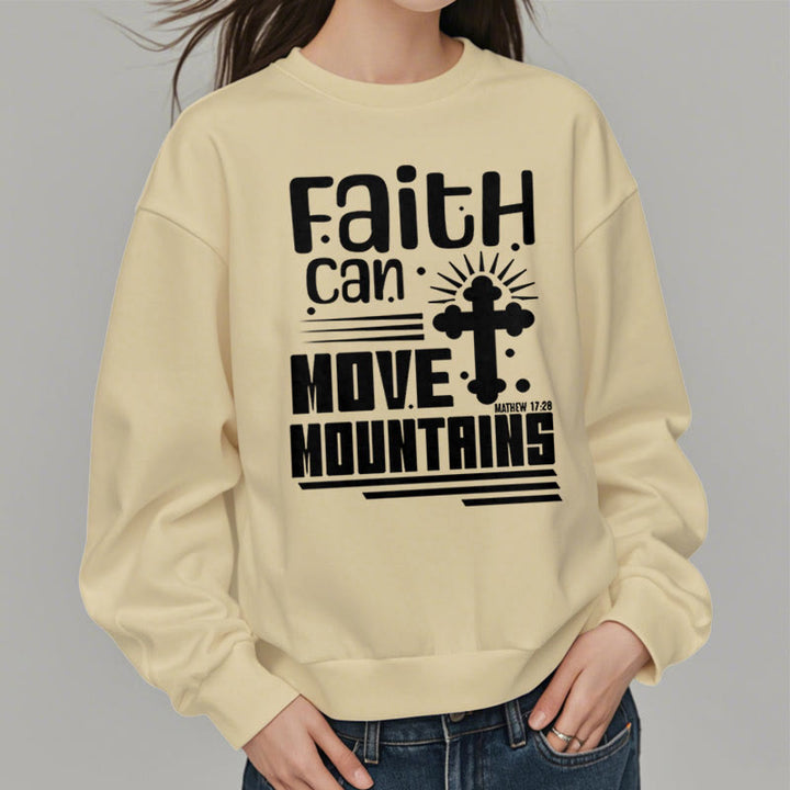 Modern Style Faith Can Move Mountains Fleece Lined Polyester Sweatshirt