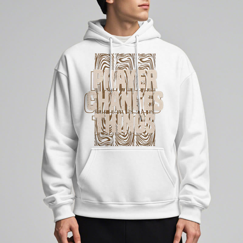 Modern Style Prayer Changes Things Fleece Lined Polyester Hoodie
