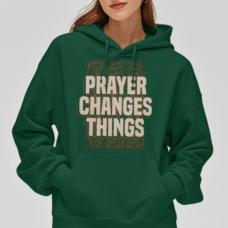 Modern Style Prayer Changes Things Fleece Lined Polyester Hoodie