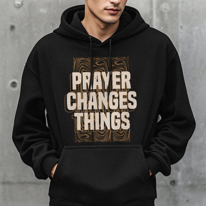 Modern Style Prayer Changes Things Fleece Lined Polyester Hoodie