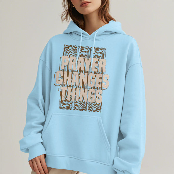 Modern Style Prayer Changes Things Fleece Lined Polyester Hoodie