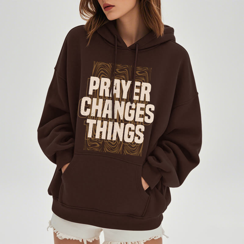 Modern Style Prayer Changes Things Fleece Lined Polyester Hoodie