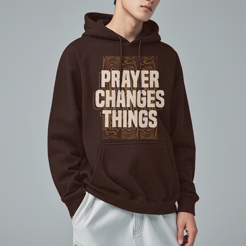 Modern Style Prayer Changes Things Fleece Lined Polyester Hoodie