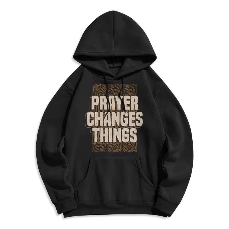 Modern Style Prayer Changes Things Fleece Lined Polyester Hoodie