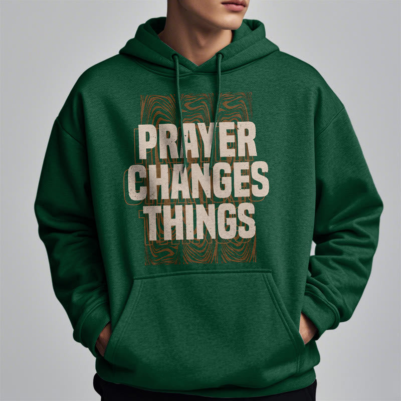 Modern Style Prayer Changes Things Fleece Lined Polyester Hoodie