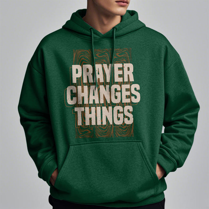 Modern Style Prayer Changes Things Fleece Lined Polyester Hoodie