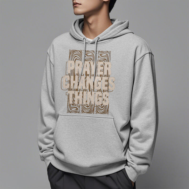 Modern Style Prayer Changes Things Fleece Lined Polyester Hoodie