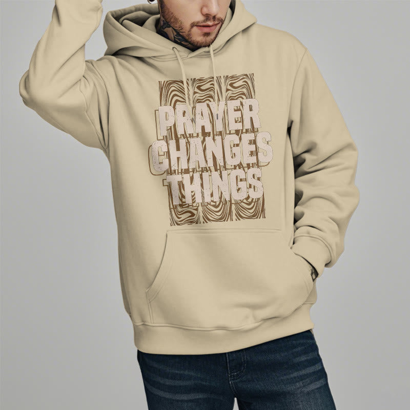 Modern Style Prayer Changes Things Fleece Lined Polyester Hoodie