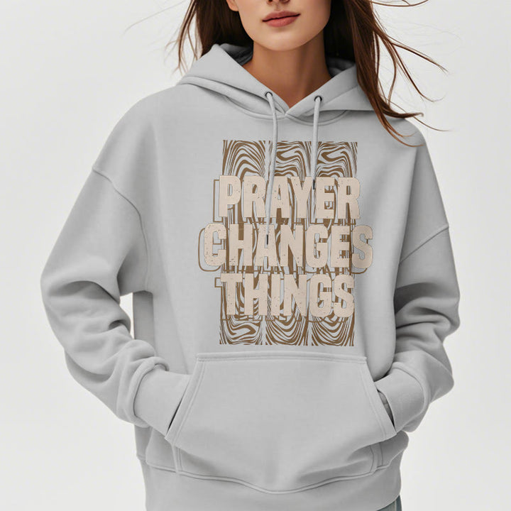 Modern Style Prayer Changes Things Fleece Lined Polyester Hoodie