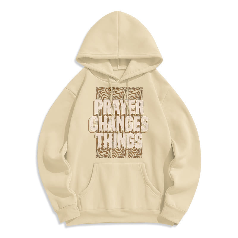 Modern Style Prayer Changes Things Fleece Lined Polyester Hoodie