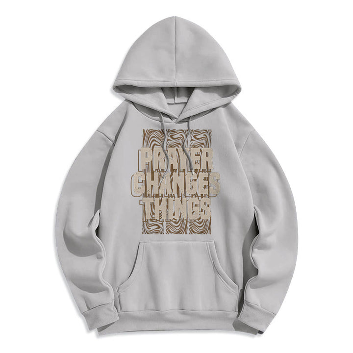 Modern Style Prayer Changes Things Fleece Lined Polyester Hoodie