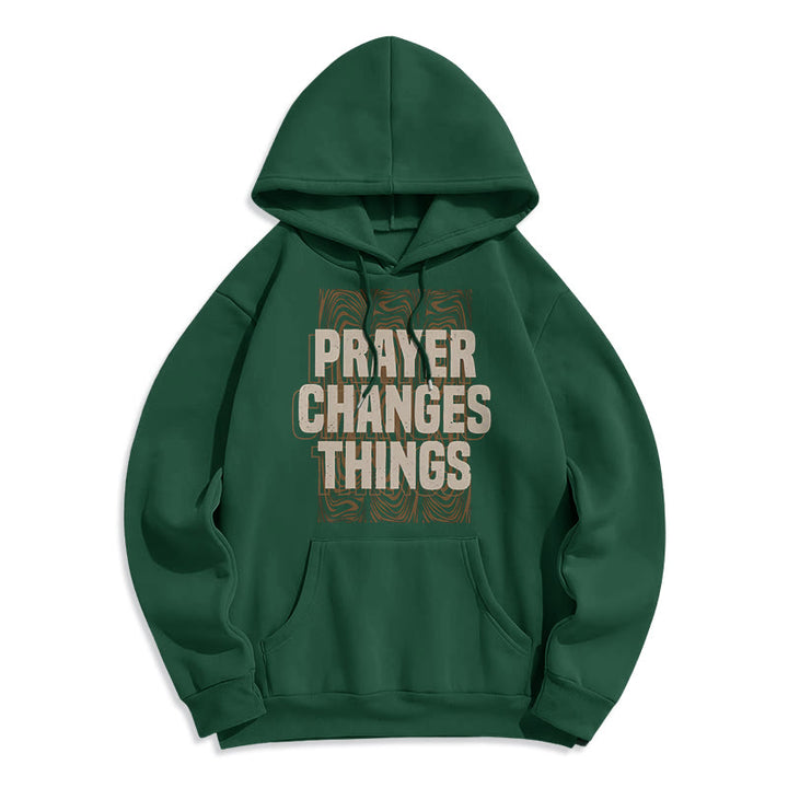Modern Style Prayer Changes Things Fleece Lined Polyester Hoodie