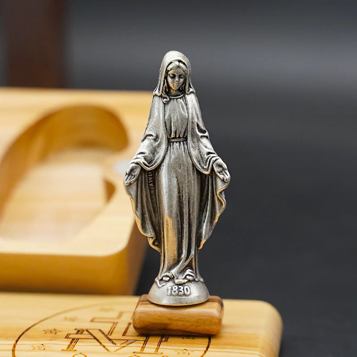 Classic Style Devotional Virgin Mary Olive Wood Rosary Set