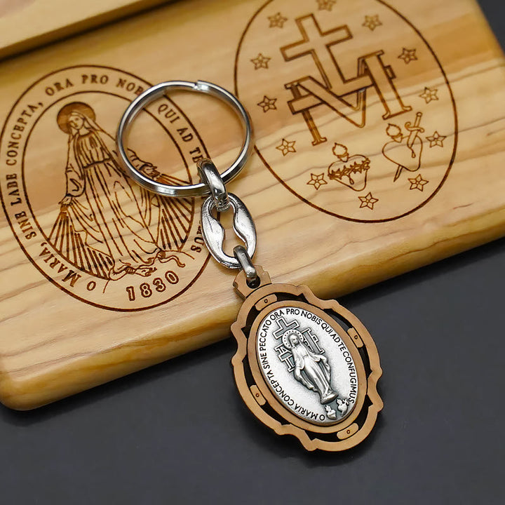 Classic Style Devotional Virgin Mary Olive Wood Rosary Set